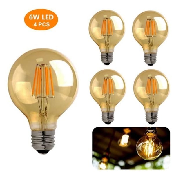 ®RisingFF Vintage Edison Pære E27 - Varm Hvid 40W - 4-pak