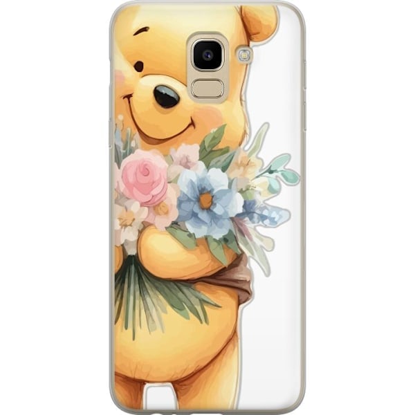 Samsung Galaxy J6 Gennemsigtigt Cover Peter Plys med blomster –