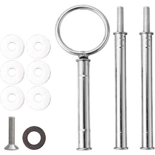 Rostfritt Stål Tårtställ Handtag För Rund 3-Vånings Fruktbricka Dessert(2set, Silver) -z