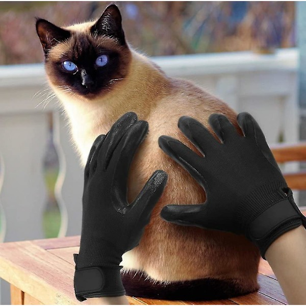 Pet Grooming Handsker - Forbedret Fem Finger Design Gummi Handske Blide De-shedding Børster Gave