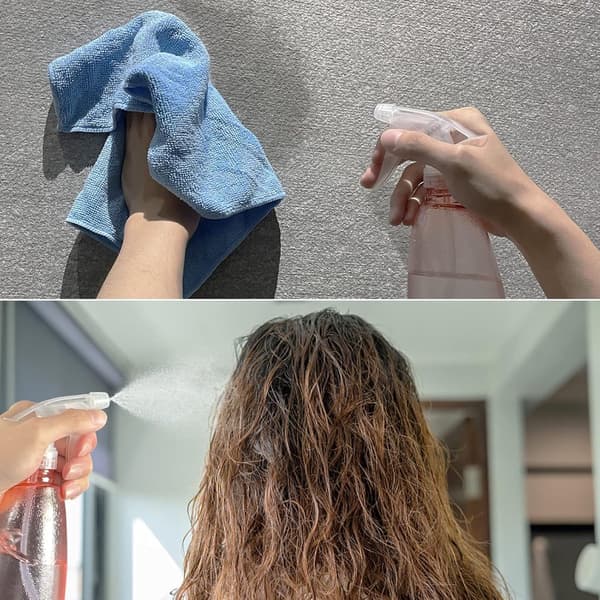 Sprayflaskor, 3-pack 500 ml påfyllningsbara PET-sprutor med justerbara finfördelnings- och strålmunstycken för växter, hår och rengöring, klar