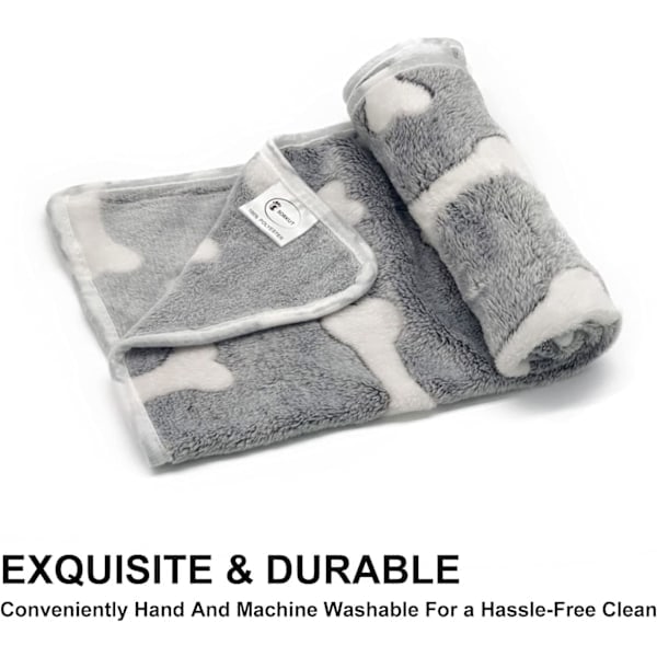 1-pak 3 Valpe Tæpper Superbløde Varme Sovemåtter Grå Sødt Trykte Fluffy Fleece Kæledyrstæpper Flanellplaid Hundetæpper til Små Hunde Katte, (23 \"x...