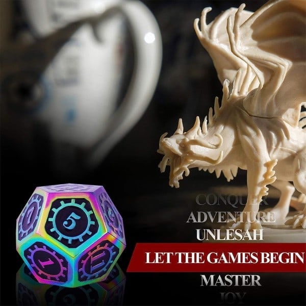 7 stk. metal RPG terningesæt, rollespil DND Polyhedral D&D