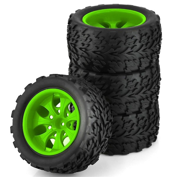 4 st 118mm 1/10 RC Däck Hjul Skuminsatser 12mm Hex för Arrma Redcat, Grön