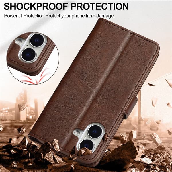 iPhone 17 LC.IMEEKE Premium PU Leather Wallet Case - Brown Brun brown