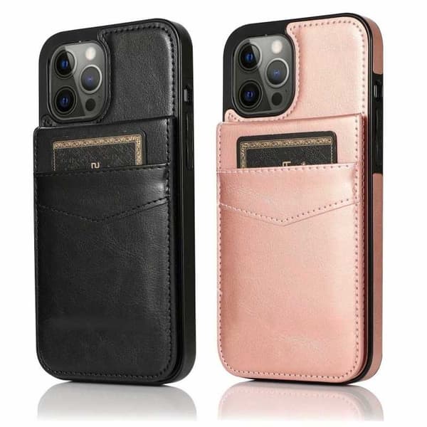 iPhone 12 Pro Max Mobile Case Card Holder 6-COMPARTMENT Retro V3 Svart 100