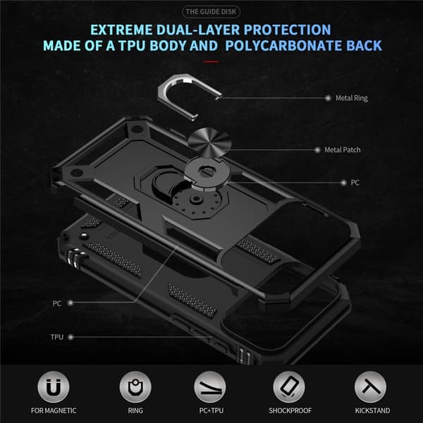 iPhone 17 Pro Deksel Støtsikkert Hybrid Ring Svart 53