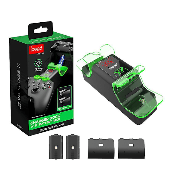 Xbox Controller Ladestasjon Led Ladeindikator Med 2-pakker Oppladbart Batteri For Xbox Series X/s, Xbox X/s Controller Ladestasjon Med