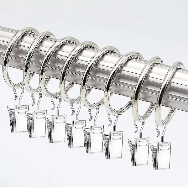 50 stk. Metal Gardinringe med Klips Hække 50mm Indvendig Diameter