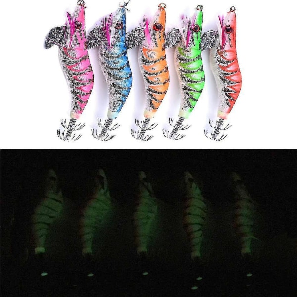 10 stk Hard Fishing Bait Luminous Squid Jig Sea Artificial Shrimp Bait Fishing Tool -z