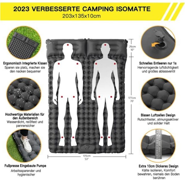 Breathable and Comfortable Inflatable Sleeping Pad, Rapid Deflation Feature and Ultralight Compact Portable Sleeping Mat for Hiking and Traveling