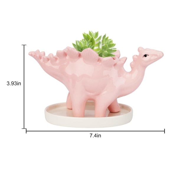 Keramisk dinosaur blomsterpotte, sukkulent potter kaktus beholder planter, sukkulent blomsterpotte mini planter potter - pink