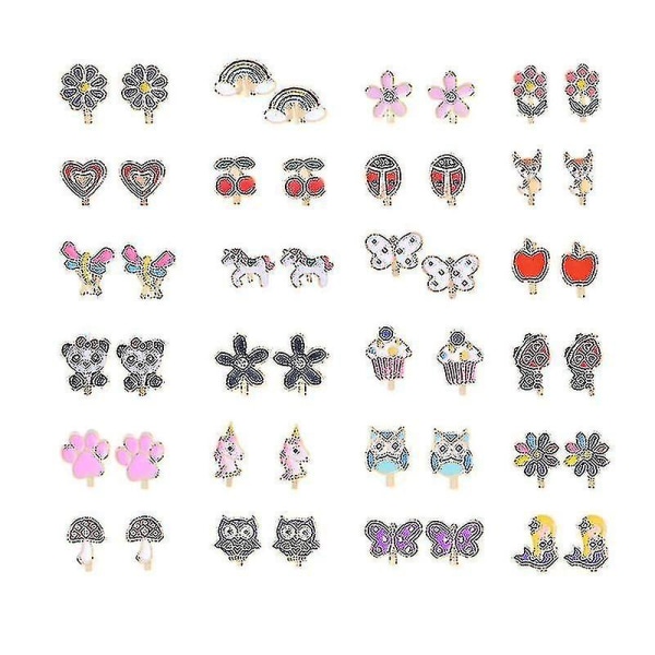 20 Pairs Of Girls Clip On Earrings Kids Cute Flower Earring Princess Dress Up lin