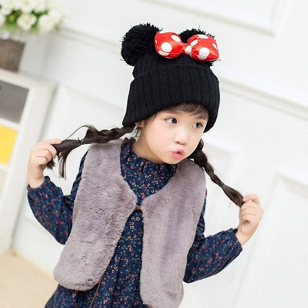 Barnhatt Baby Vinter Varm Stickad Vinterhatt Med Två Pompoms Perfekt Beanie Söt