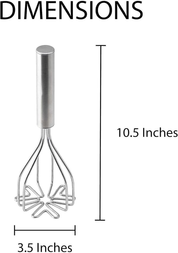 Potetmoser i rustfritt stål, 2-i-1 moser og blender, tåler oppvaskmaskin, for poteter, grønnsaker, babymat, sauser og egg