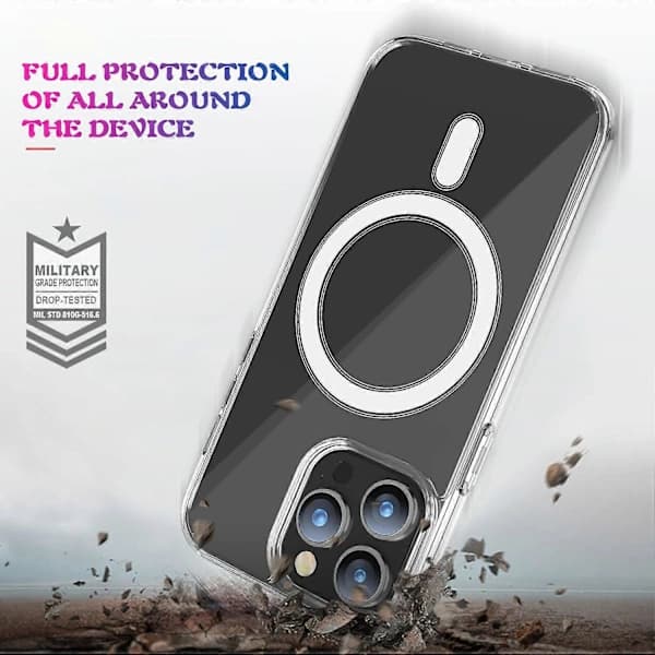 For iPhone 15 Pro Kompatibel med MagSafe Fallbeskyttelse TPU+PC Deksel Transparent Mobilskall[co]
