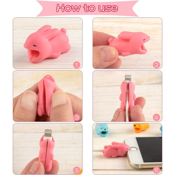 15 stk Kabelskjerm Søte Dyr Kabel Attack Lader Ledningsbeskytter USB Ladekabelbeskytter Kompatibel Med Iphone/Android