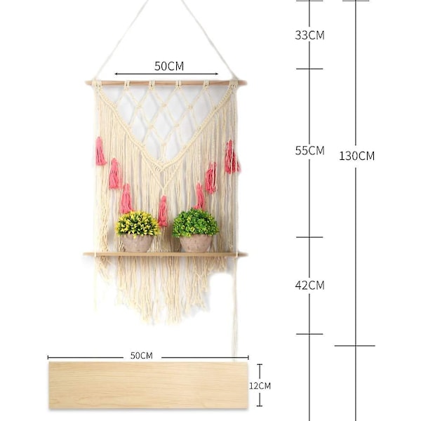 Macrame reb planteophæng træ flydende hængende hylde