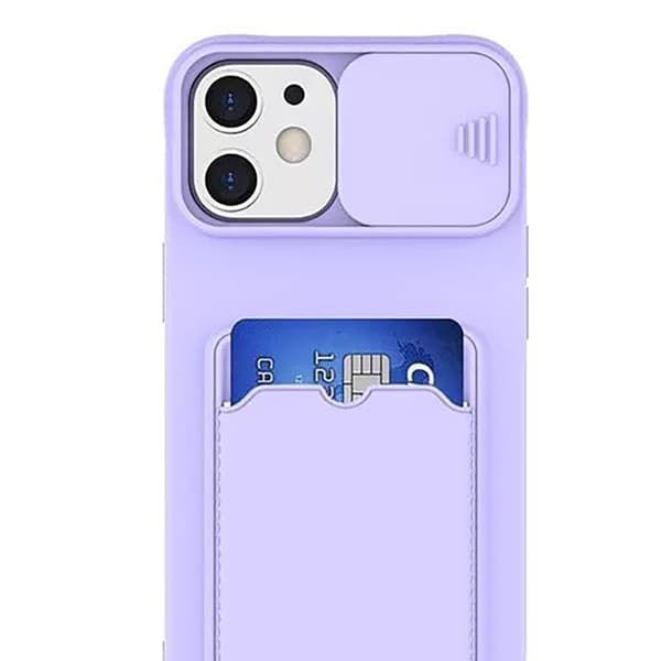 iPhone 12 - Stylish Practical Silicone Case with Card Slot Gul