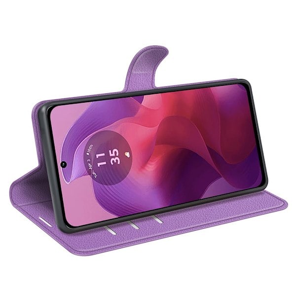 Motorola Moto G04 4G/G24 4G Etui Litchi Læder Lilla