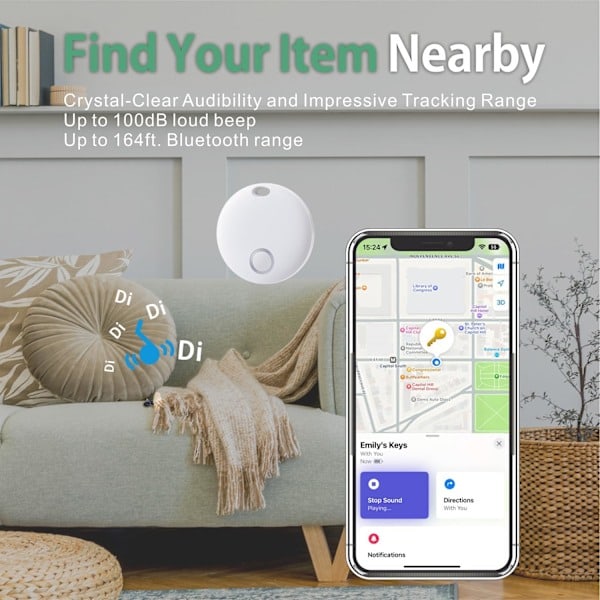 Matkatavaroiden paikannin, yhteensopiva Apple Find My:n kanssa (vain iOS), avainten, matkatavaroiden, matkalaukkujen, lompakon etsijä, IP67 vedenpitävä, 2 kpl