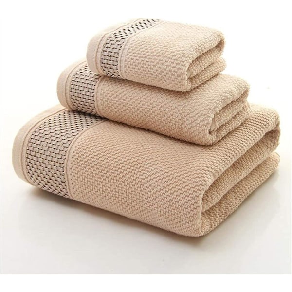 3-piece Cotton Hotel Spa Towels Quality Hand  Water Resistant Bath Towel(light Brown)