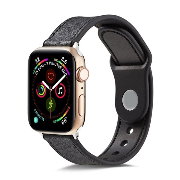 Äkta Läder Armband Apple Watch 42/44/45/49 mm Svart Black Svart
