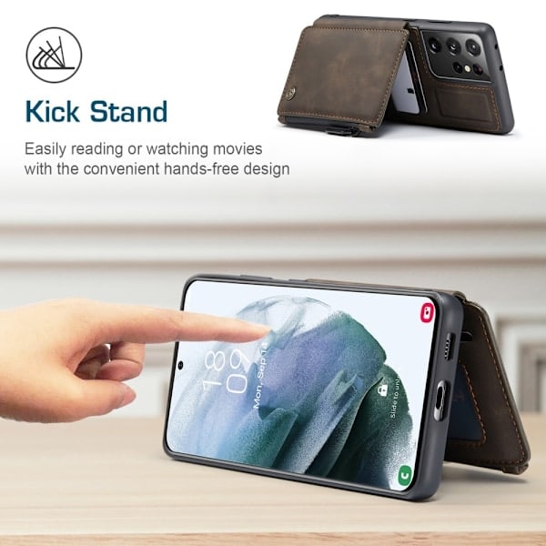 Samsung Galaxy S21 Ultra - CASEME Fodral med Plånboksfunktion - Brun Brown Brun