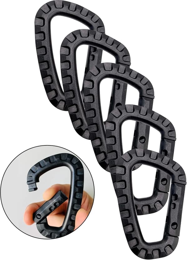 5-pak Plastkarbinhager - Sort - D-form, 8,8*5,5CM