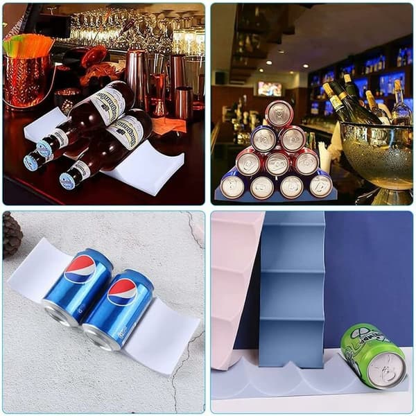 2-pack European Style Wine Rack, Stackable Refrigerator Wine Rack, Plastic Wine Rack (Blue + Pink)
