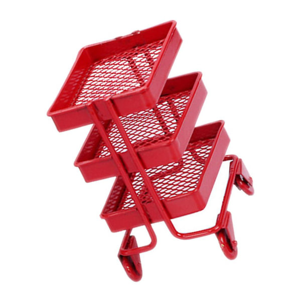 Simulerad Mini Shoppingvagn Förvaringsvagn Prydnad För Minihus Flyttbar Vagn Förvaringsställ Modell Röd 7.5X5 Red 7.5X5.2X4CM