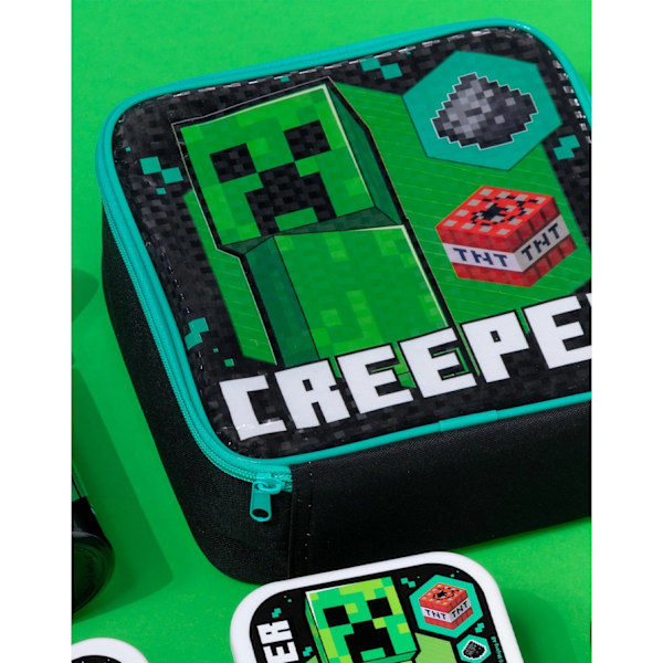 Minecraft Creeper Madkasse og Flaske (5-pak) One Size Blå Sort/Grøn/Hvid One Size Blue
