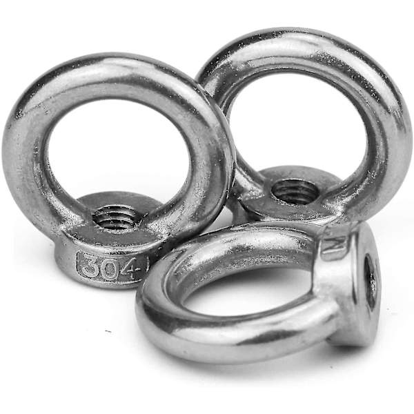 Nostolenkki, silmukka, rengasmutteri, ruostumattomasta teräksestä valmistettu mutteri kuljetusnostoon 8 kpl M10 (hopea)
