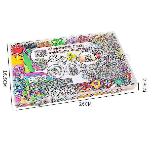 Rainbow Rubber Band Knitter 1400+ Loom Bands Starter Kit, 32 unika färgglada gummiband Loom Bands påfyllningsset med andra tillbehör och hållbar förvaring