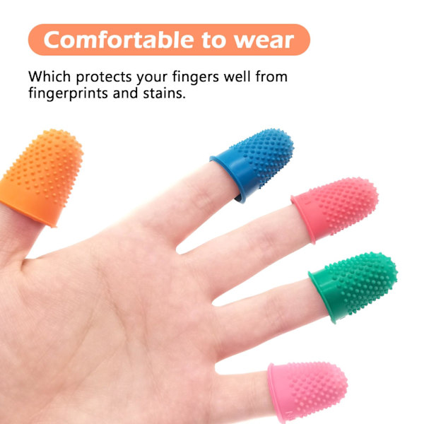 5 stk gummifingertupper 5 forskjellige størrelser farger fingerbeskytter deksler gjenbrukbare fingerbeskytter fingerputer grep
