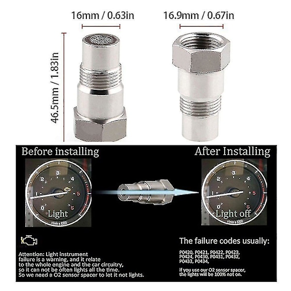 Car Cel Ses Dtc Fix Check Engine Light Eliminator Adapter - Oxygen O2 Sensor M18x1.5