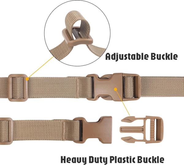 Bagageremmar, 4-pack justerbara packremmar med plastspännen, 198 cm x 2.5 cm, för resväskor, resväskor och flytt, khaki
