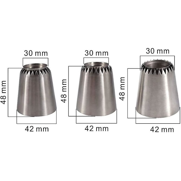 3 stk. smørkage-dysetip Sultan Ring Tip Russisk glasur-pipedyse Kagedekoration Supp