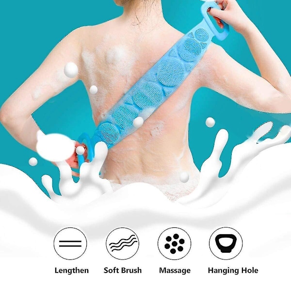 Silikon Ryggskrubbare, Silikon Bad Kroppsborste Exfolierande Förlängd Silikon Duschborste För Rengöring Av Ryggen