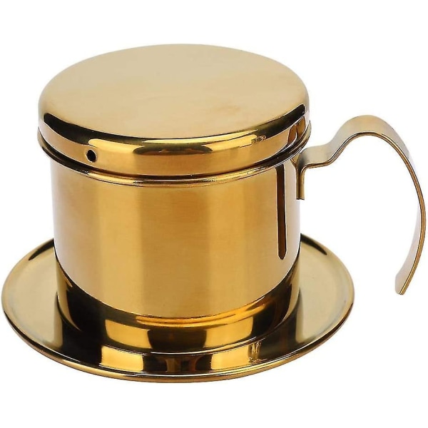 Kaffe Maskine, Rustfrit Stål Pot Vietnamesisk Style Kaffe Drip Brygger Til Hjem Køkken Kontor Udendørs (1stk, Guld)