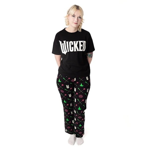 Wicked Dame/Dame Kortærmet Lang Pyjamas Sæt XS R Sort Black XS R