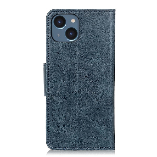 iPhone 14 Etui Crazy Horse Læder Blå