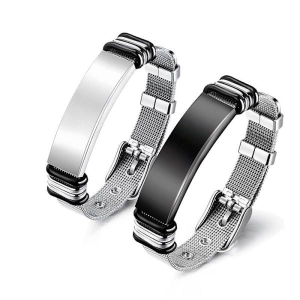 Men's Premium Bracelet Titanium Steel Adjustable Bracelet for BirthdaySteel Adjust Mesh Chain Cuff Bracelets （2pcs）