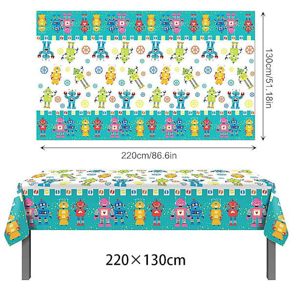 1 sæt 130x220cm Robot tema festdug Robot festdug tallerkener krus Robot ballon dreng Robot fødselsdagsfest dekoration 8 stk. gafler