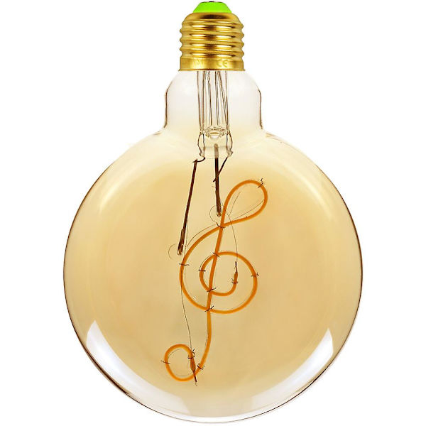Edison LED-pære 4w, E27-skruepære Retro Old Fashioned LED-musiknote Filamentglas Antiklampe skaber smukt design (g125 Musik)