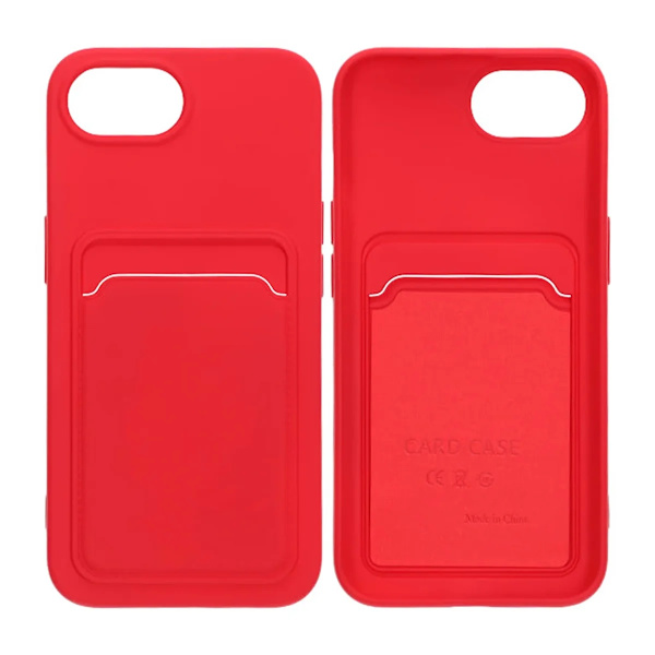 iPhone 16e Mobile Case Silicone with Card Holder - Red