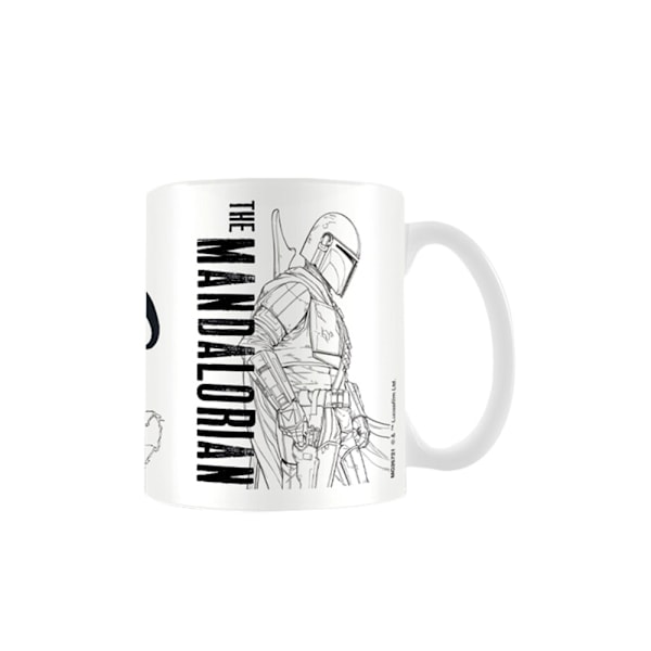 Star Wars: The Mandalorian Viivapiirros Muki Yksi Koko Valkoinen White One Size