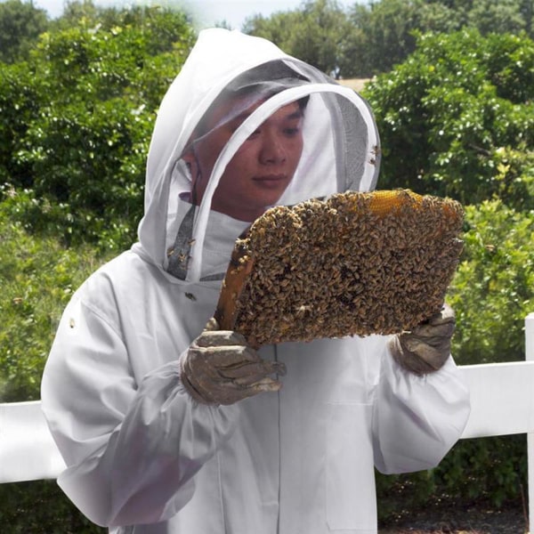 Bomull Helkropps Biodlingskläder Slöja Huva Hatt Anti-Bee Coat Special Skyddskläder Biodlingsdräkt Utrustning XXL