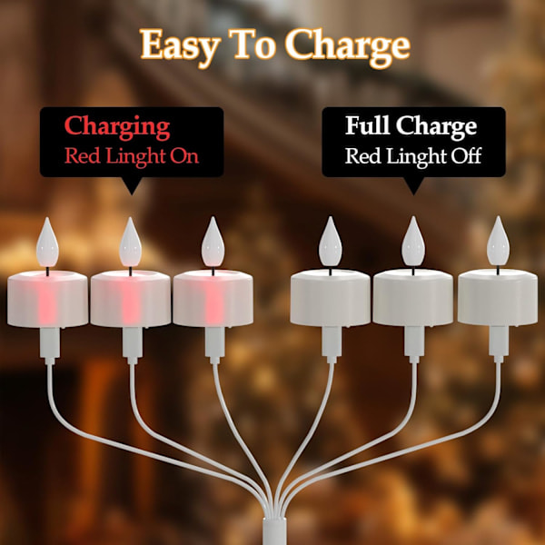 12 Pcs Rechargeable Flameless LED Tea Lights with Remote Control and Timer for Home Decoration