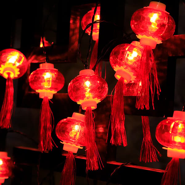 3m 20 LED Tassel String Lights Decorated with Red Lanterns for Spring Festival Lantern Festival